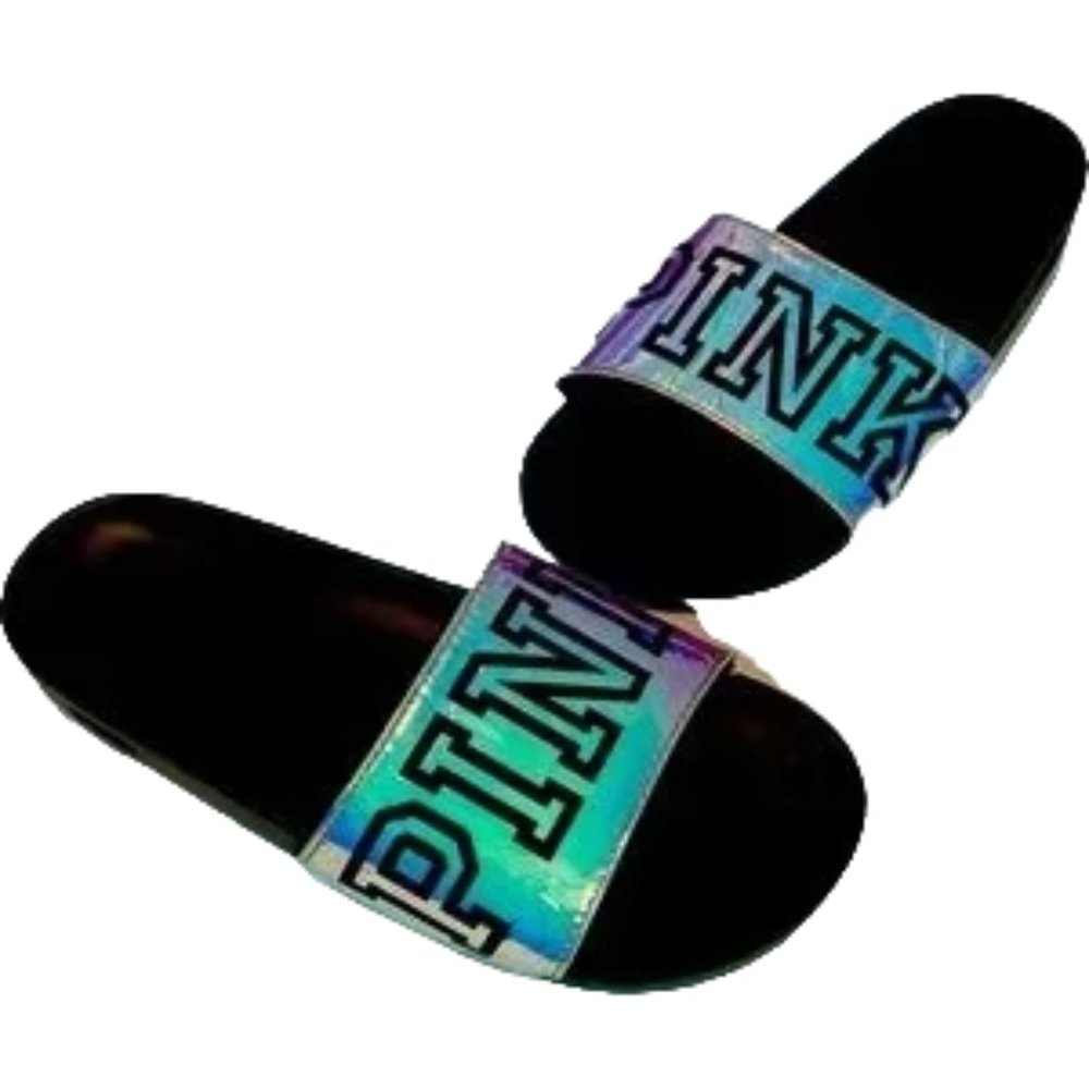 PINK SLIDES - SIZE MEDIUM (AROUND 8ISH) SANDALS - VICTORIA SECRET